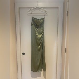 Reformation Silk Barrow Dress in Artichoke, Size 4